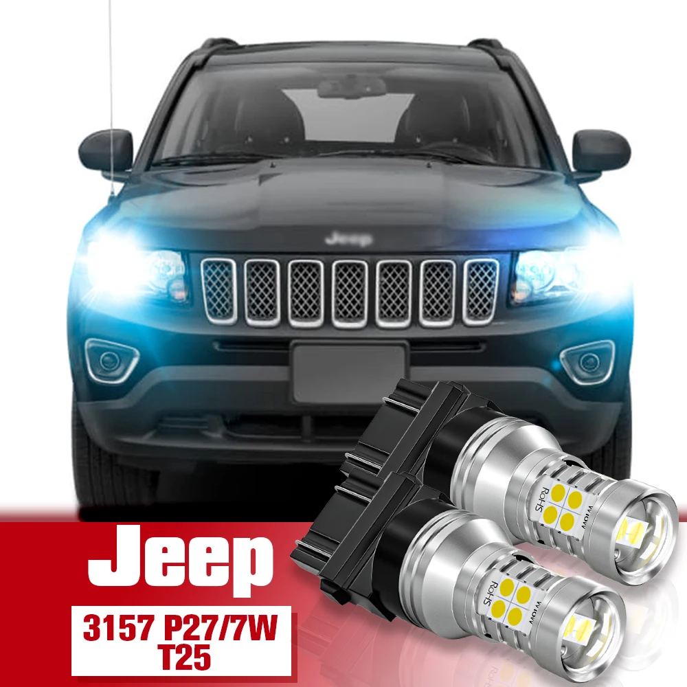 

Daytime Running Light Accessories 2pcs LED DRL 3157 P27/7W T25 For Jeep Compass 2011-2016 Grand Cherokee 2011-2013