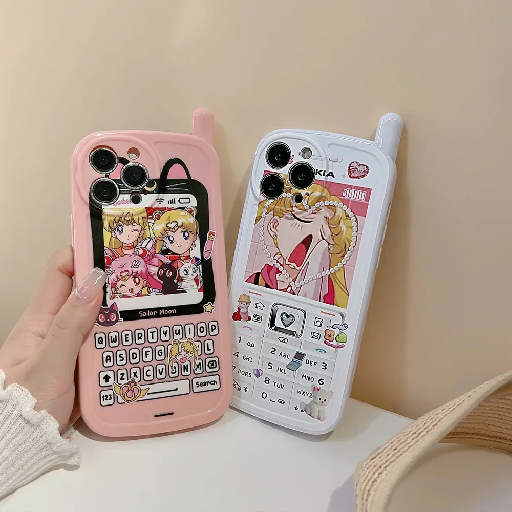 Sailor Moon Luna cat Anime Phone Case For iPhone 16 15 14 13 12 11 Pro Max 14 16 Plus Case Cute Pink Sweet girls Cartoon Cover