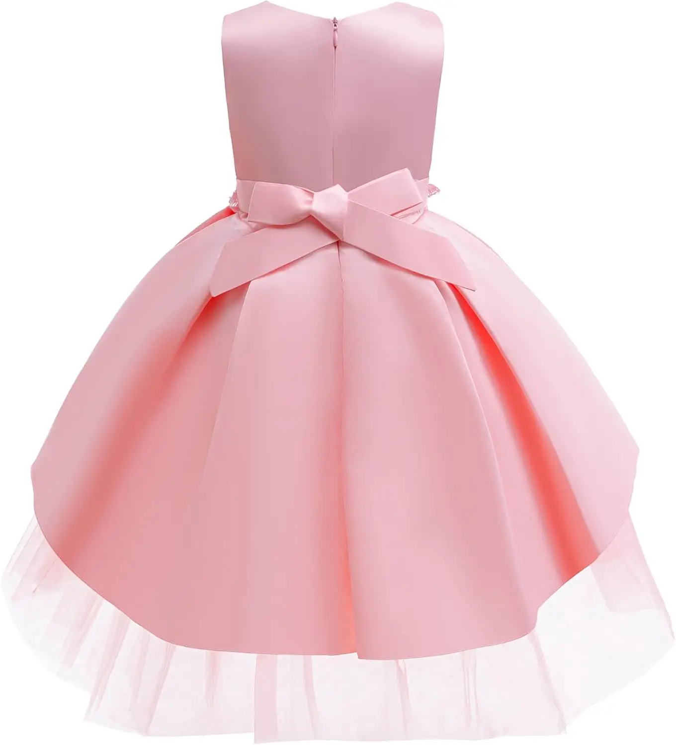 Girl'sBirthday Party Formal Evening Dress,Bow A-line DanceDress,Children's Satin Dress,Formal Wedding Floral Children's Clothing