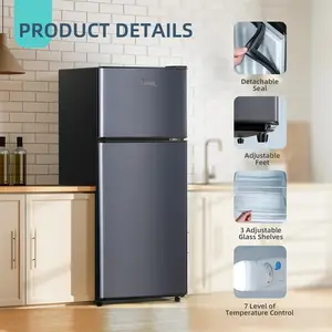 4.2 Cu.Kulkas Kecil Ft dengan Freezer, Kulkas Mini Pintu Ganda, Hemat Energi, Kapasitas Besar, Ideal untuk Kantor, Asrama 8 kulkas dengan penjualan terbaik dengan freezer - №