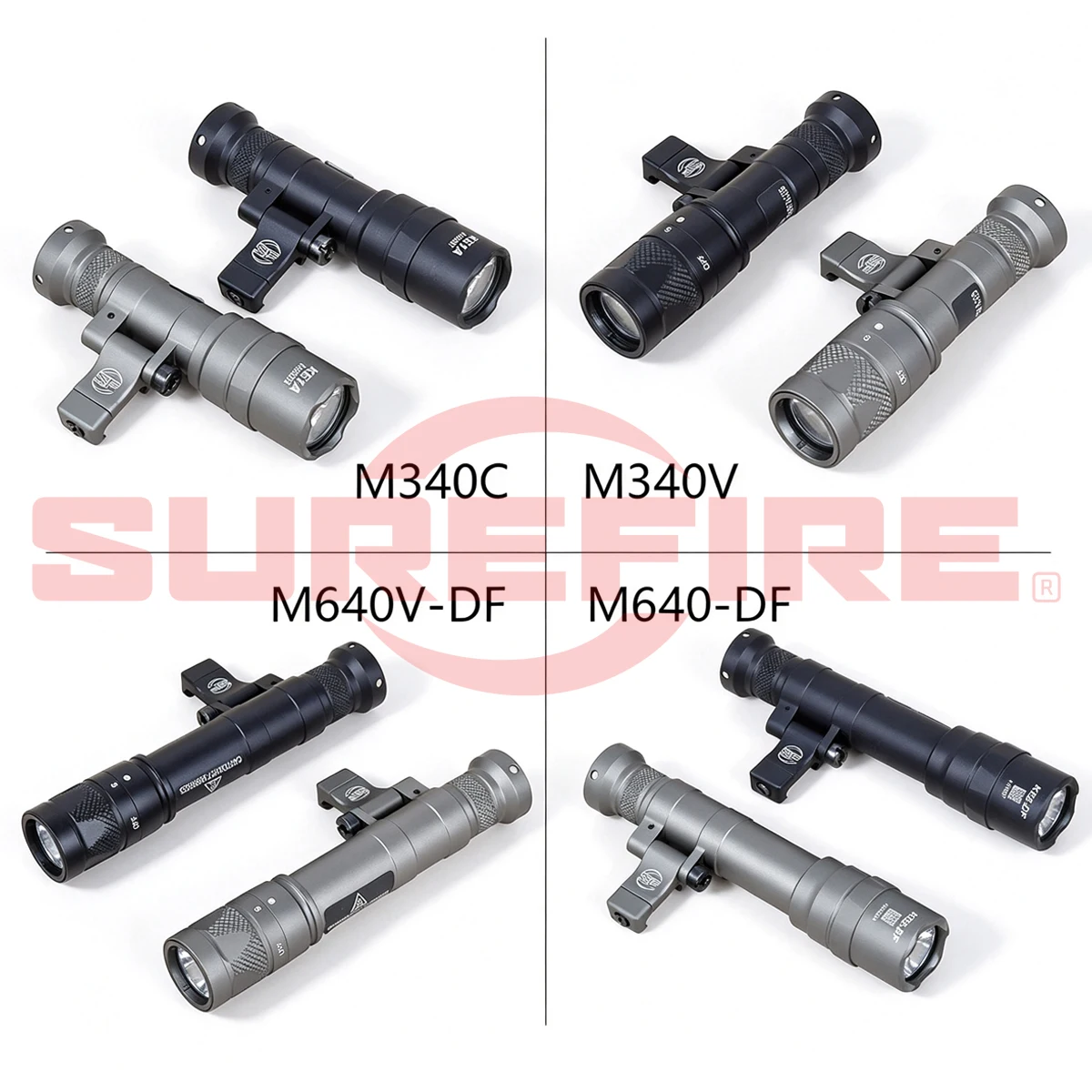 Tactical Surefire M340C M640 DF Flashlight M323 M622 Strobe Led Scout Light 20mm Picatinny Rail Mlok Mount Airsoft Hunting Lamp