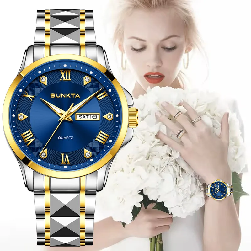 

SUNKTA Women's Bracelet Watch Elegant Fashion Waterproof Luminous Watch For Women Creative Diamond Dial Quartz Ladies Wristwatch
