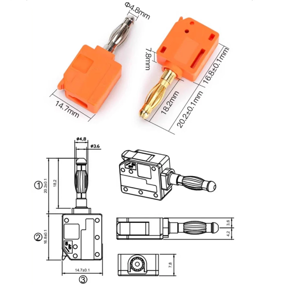 1PCS 24A Solderless Banana Plug Press Fit Terminal Lantern Type Connector Brass Nickel Plated Fit 0.5-2.5mm² Wire Banana Plug