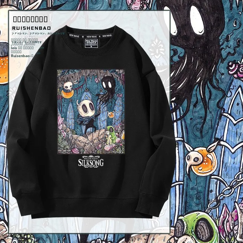 

Коллаборационная толстовка Hollow Knight Game с круглым вырезом и подкладкой из флиса, повседневная, тонкая, мужская, весна-осень-зима, универсальная, легкая.