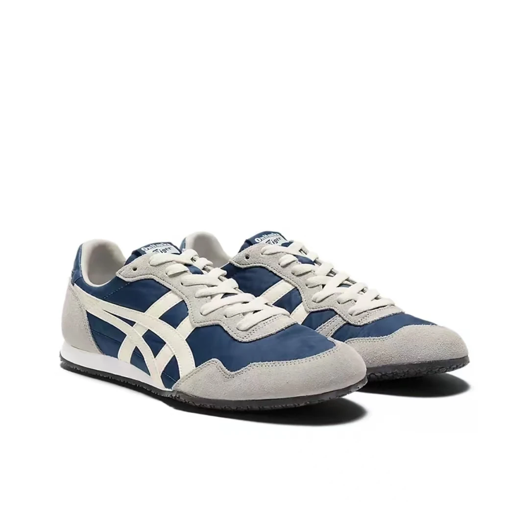 Onitsuka Tiger Serrano Men and Women Skate Shoes Leather Sports Round Toe Lace-up Wear-resistant Low-top Sneakers