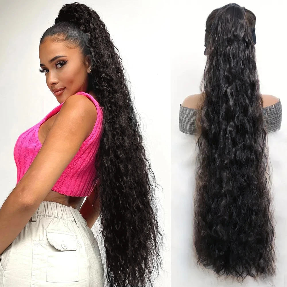 

Ponytail Extension 30 Inch Drawstring Pony Tails Hair Extensions for Women Long Curly Wave Ponytail Synthetic Hairpieces