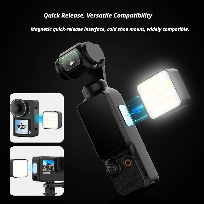 Magnetic Fill Light for Insta360 Go Ultra/X5/X4 Air/X4/X3/GO 3S/ACE PRO 2/DJI Osmo 360/Nano/Pocket 3/Action 6/5 Pro 4 3
