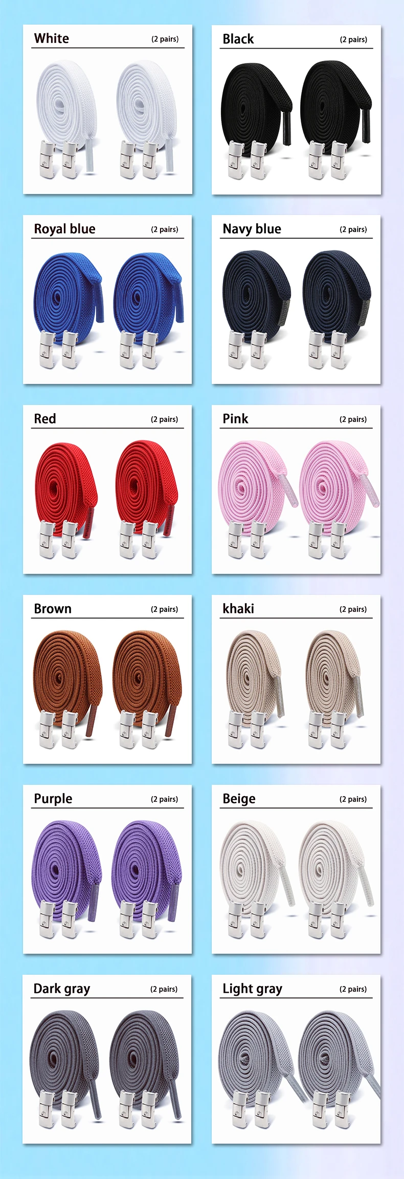 2 Paar 8mm Schnürsenkel ohne Binden, Schnürsenkel mit Druckverschluss, elastische Schnürsenkel für Sneaker, Kinder und Erwachsene, breite flache Schnürsenkel für Schuhe – Detail 8
