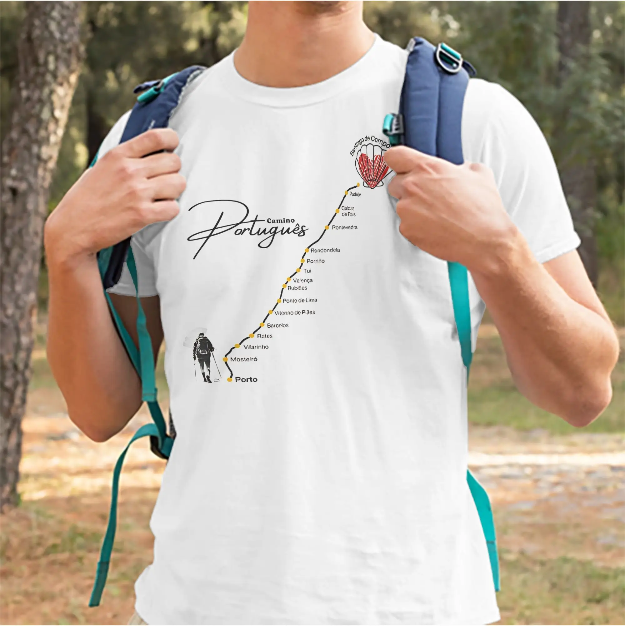 Men Women Camino de Santiago Portuguese Way T Shirts  100% Cotton Clothing Short Sleeve Crew Neck Tee Shirt Classic T-Shirt