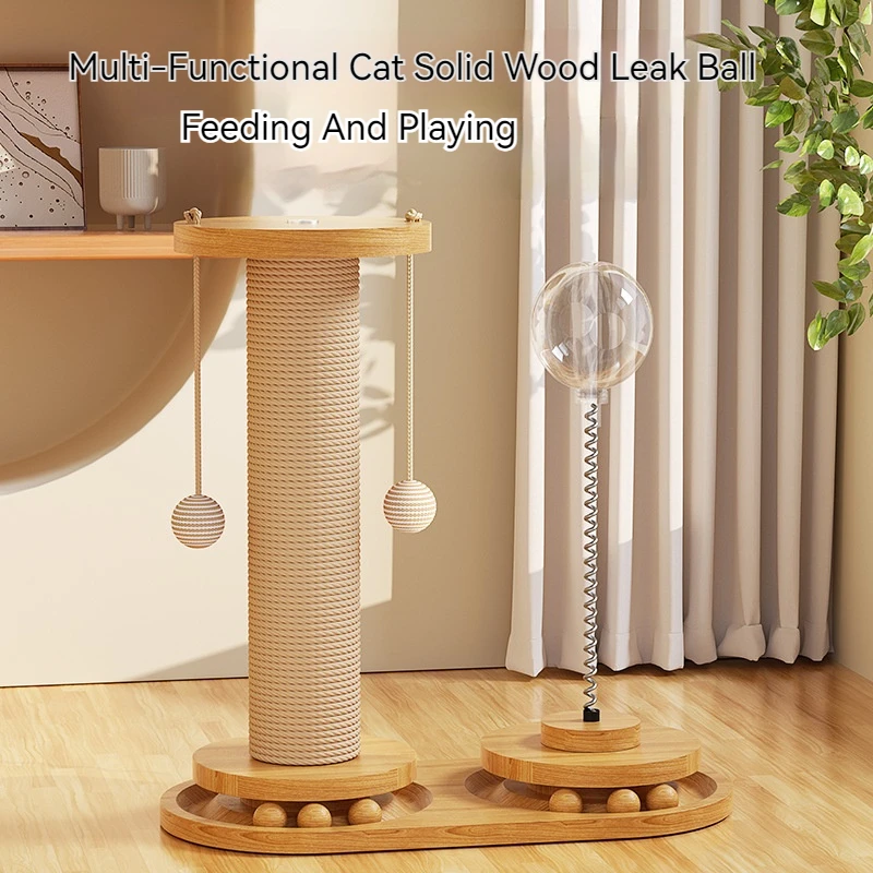 Pet Cats Feeder Products Accessories Scratcher Climbing Frame Training Supplies Sisal Scratching Post For Cats Toys Leakage Ball