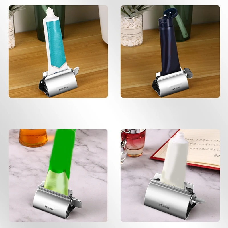 Stainless Steel Rolling Tube Toothpaste Squeezer Dispenser Facial Cleanser Hand Cream Squeezer Rotate Holder Drop Shipping