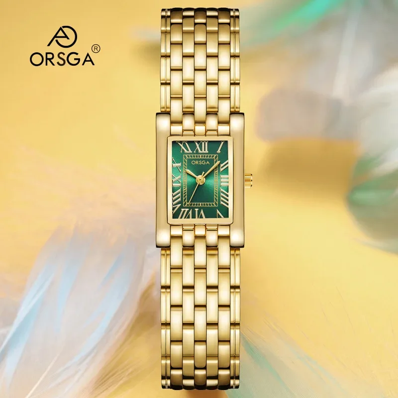 Women Quartz Watch Rectangle Square Dial Orologio Ladies Luxury Wristwatch Classic Simple Fashion Gold Black Sliver Green Clock