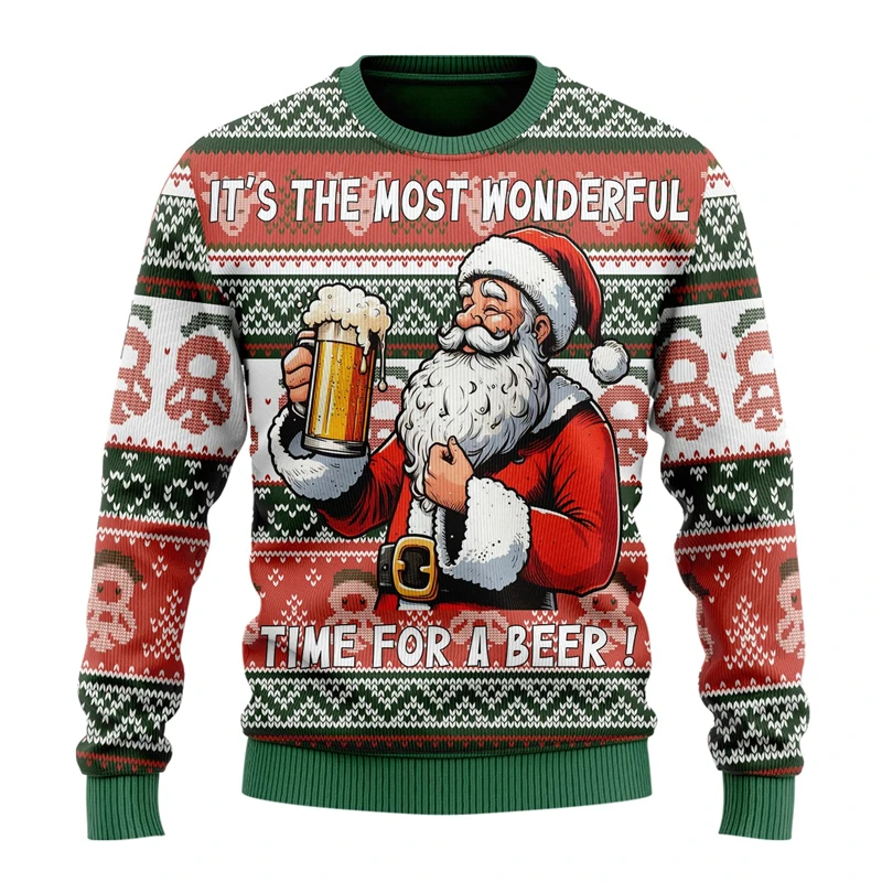 Fashion Beer Ugly Christmas Sweater For Women Clothes Hip Hop Bar Party Men Sweatshirts Casual Male Pullovers Beers Tracksuit