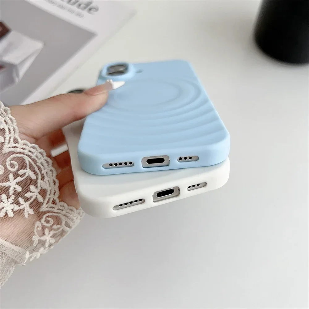 Wave Magnetic Phone Case For iPhone 15 14 13 12 11 16 Pro Max 15 Plus Soft Silicone Wireless Charging Magsafe Cases Cover 16pro