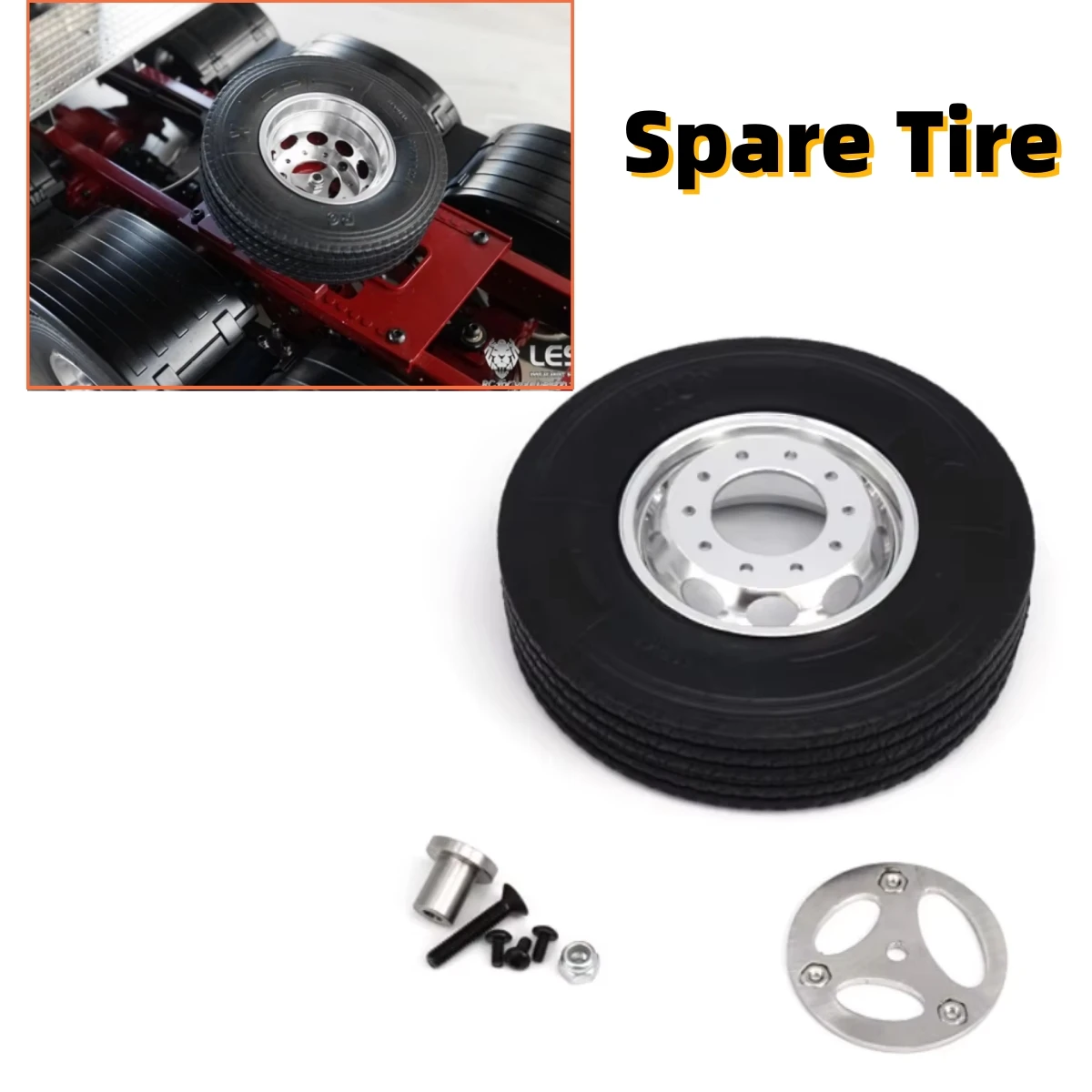 

Spare Tire Grinding Disc Wheel G-6119 Installation Convenient Accessories Upgrade For 1/14 Tamiya RC Lesu Scania Truck Model