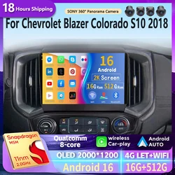 Android 16 Carplay Auto 2K Screen Car Radio Multimedia Player For Chevrolet Blazer Colorado S10 2018 Autoradio Stereo Head Unit