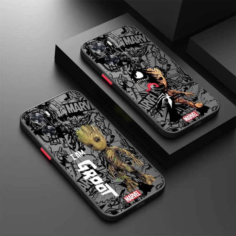 Чехол для телефона Marvel Groot Wolverine Venom для OPPO Find X3 X5 Lite Pro A98 A94 A93 A78 A79 A76 A58 A57 5G Frosted Translucent