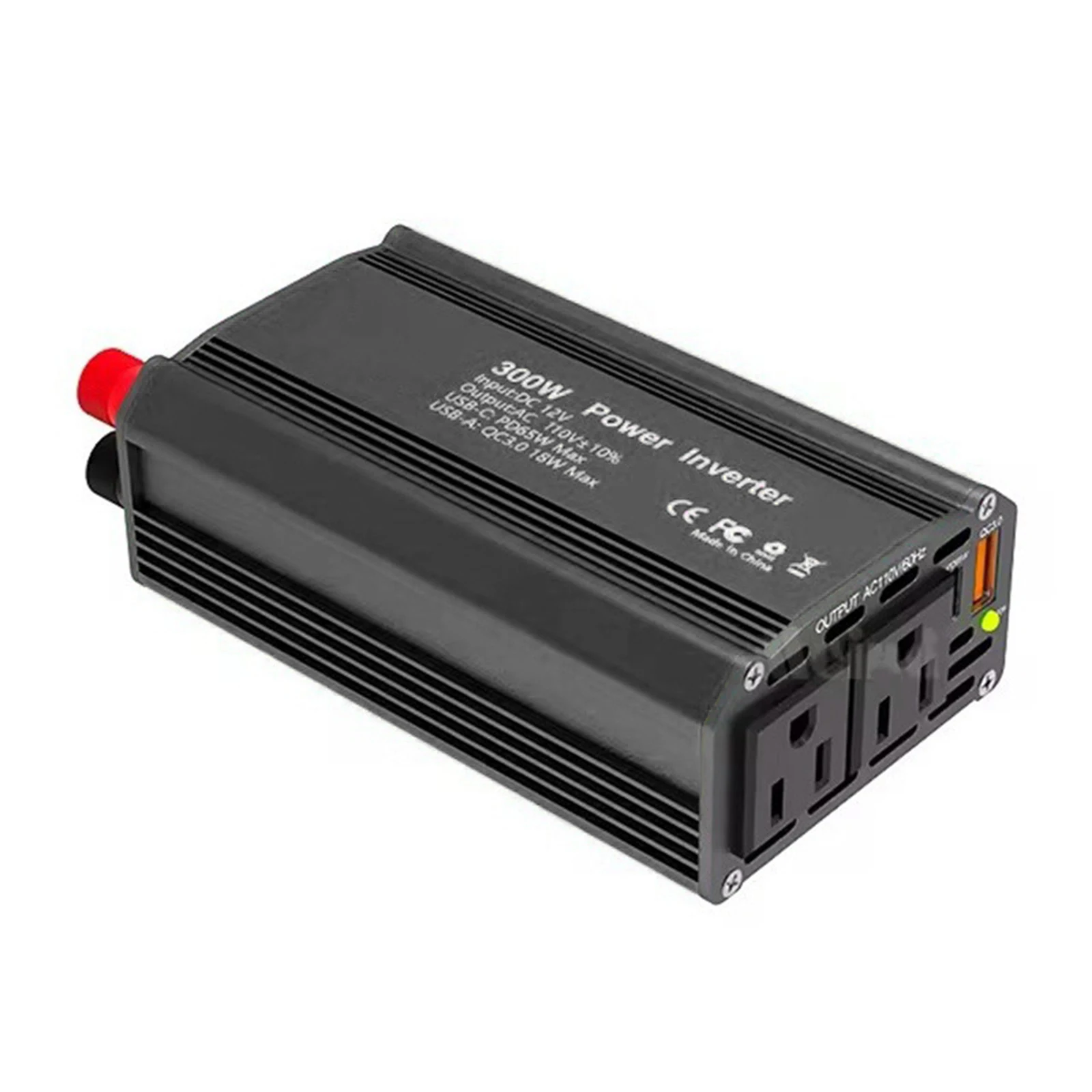 300W Automotive Power Inverter K23603-B - 12V DC to 110V AC with PD65W & QC3.0 Fast Charging