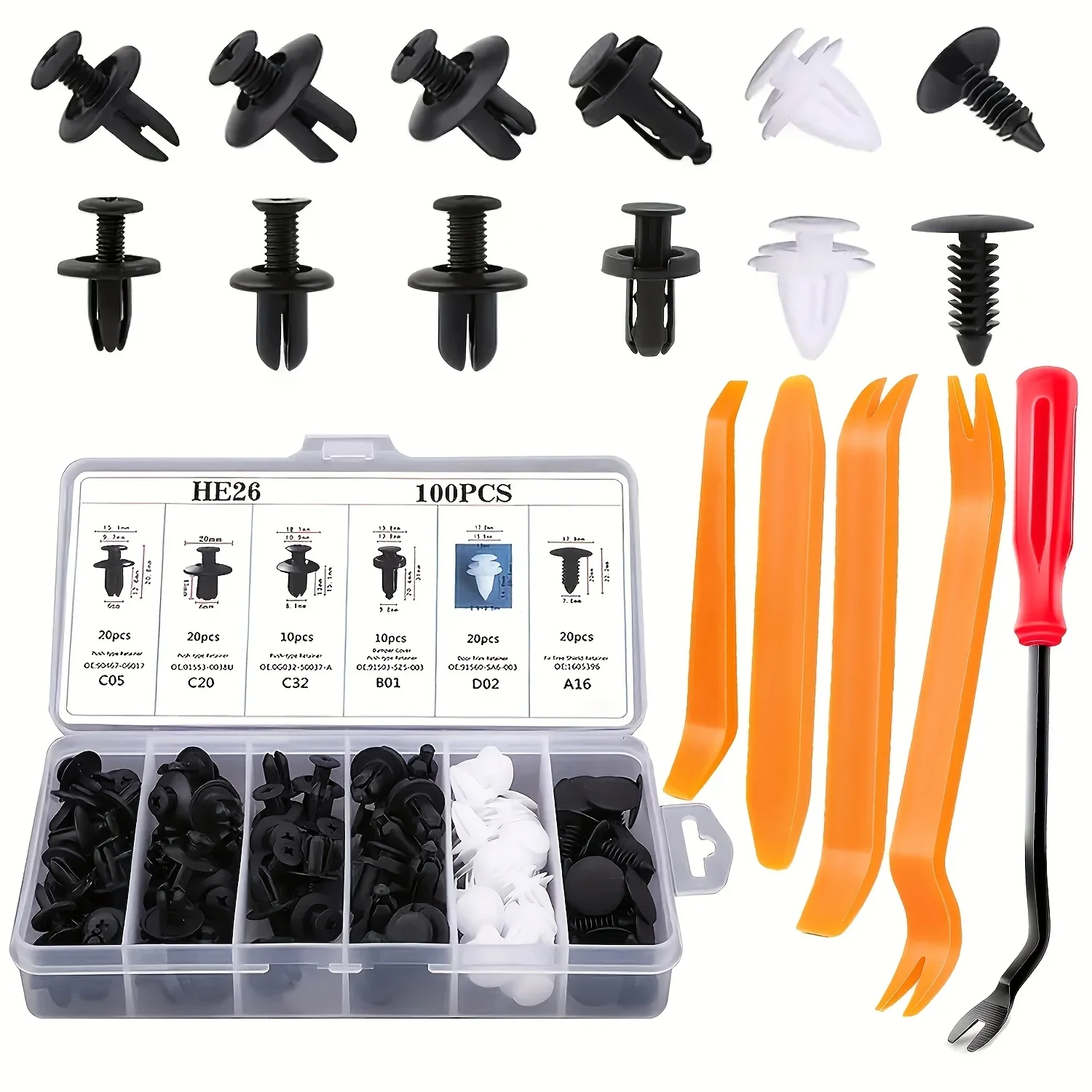 Auto Fastener Set And Removal Tools For Vehicle Repair And Panel Restoration, Plastic Rivets, Door Panel Bumper Clip Kit