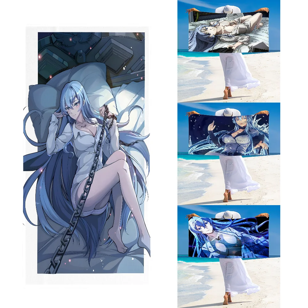 E-Esdeath Sexy Anime Girl Towel Ultra Soft Absorbant Quickdry Large Beach Towels Personalized Gym Sport Bath Towels