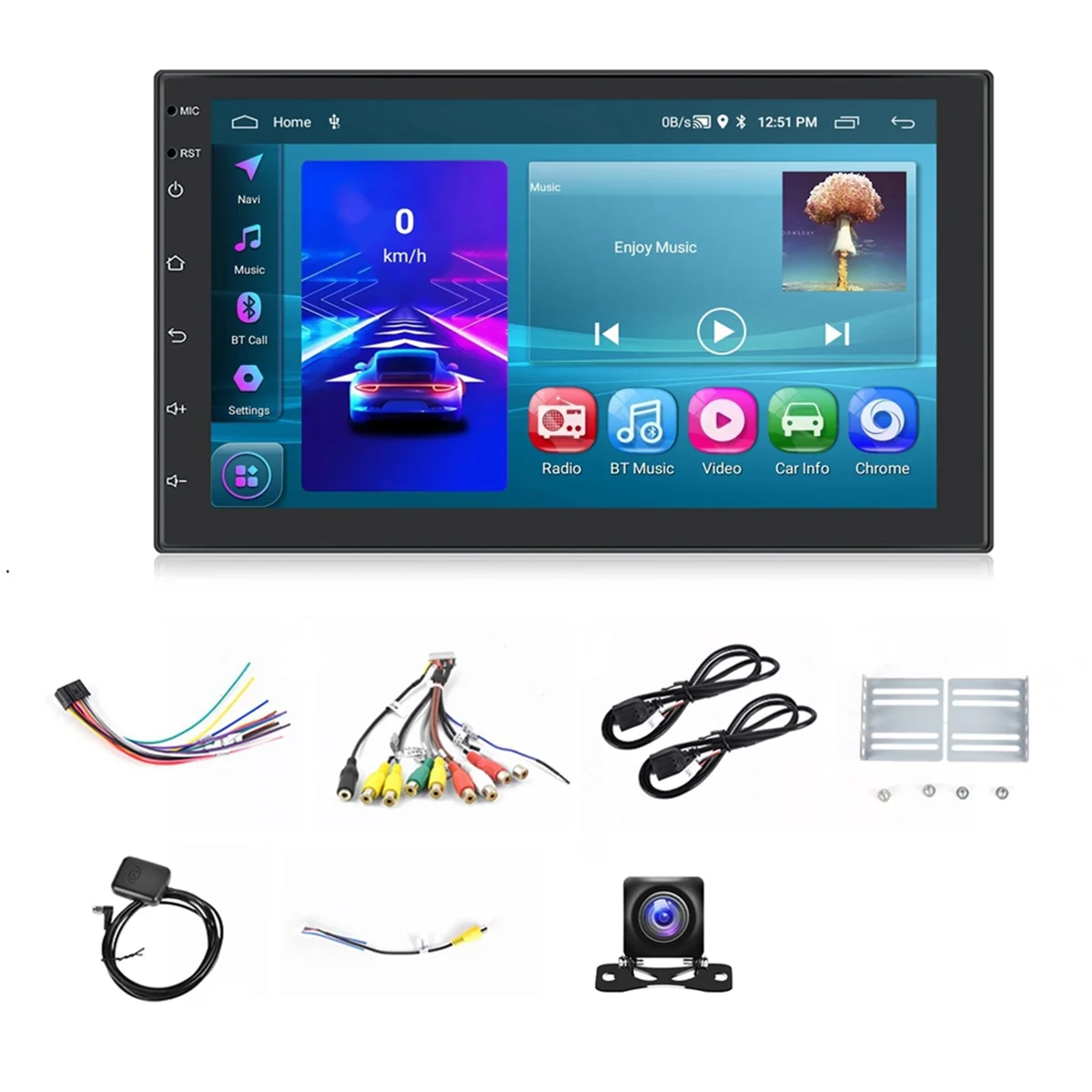 2+64G Android 13 Double Din Car Stereo with Wireless Carplay, 7 Inch Touch Screen Android Auto Car Radio GPS WiFi Camera