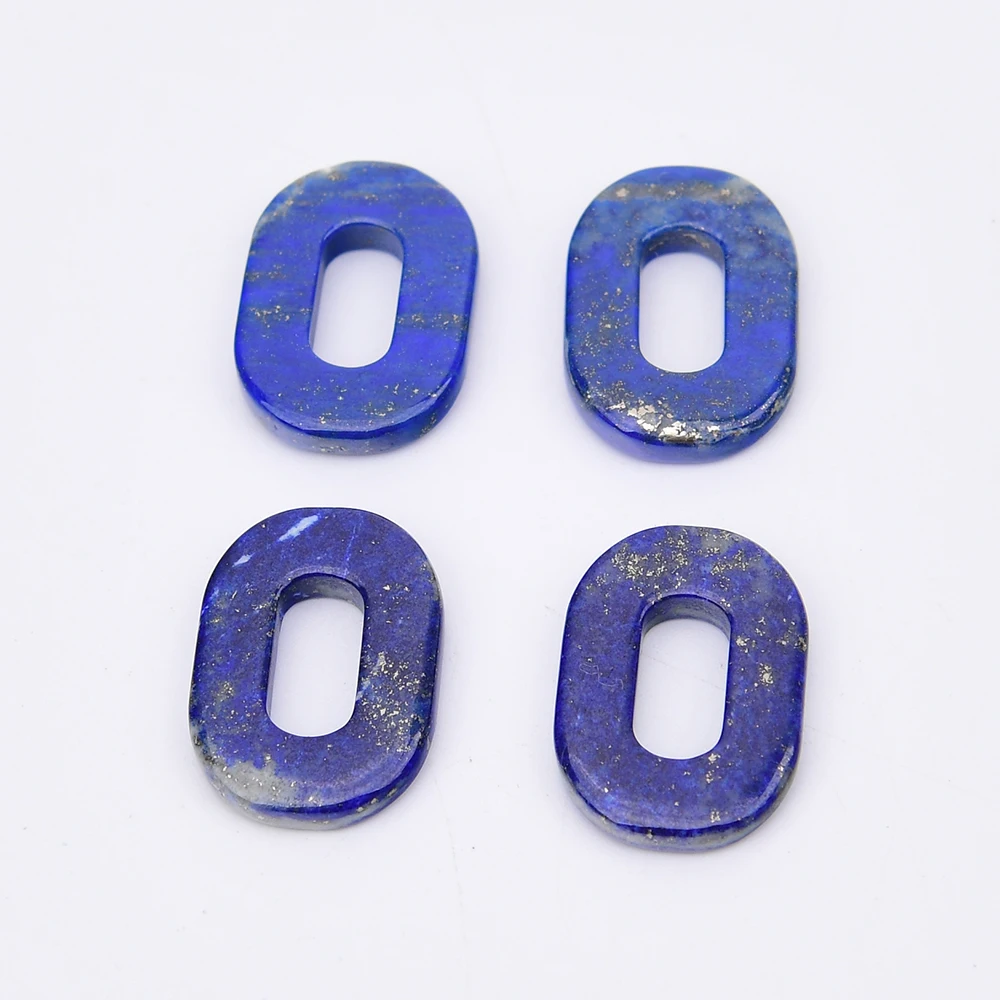 APDGG 4 Pcs 18x25mm Natural Blue Lapis lazuli Oval Circle Charms Pendant Beads Jewelry Making DIY