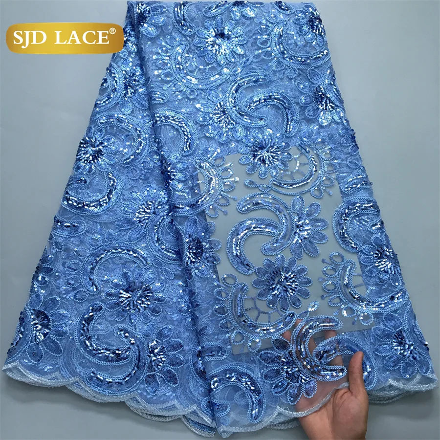 

SJD LACE Nigerian Tulle Mesh Lace Fabric 5Yards 2025 High Quality French African Sequins Net Lace for Women Wedding Dresses 4162