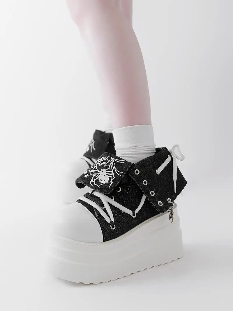 Original Subculture Thick Soled Canvas Shoes Lolita Sweet Cool Lapel Sponge Cake Shoes Women Shoes Japanese Girls' Single Shoes