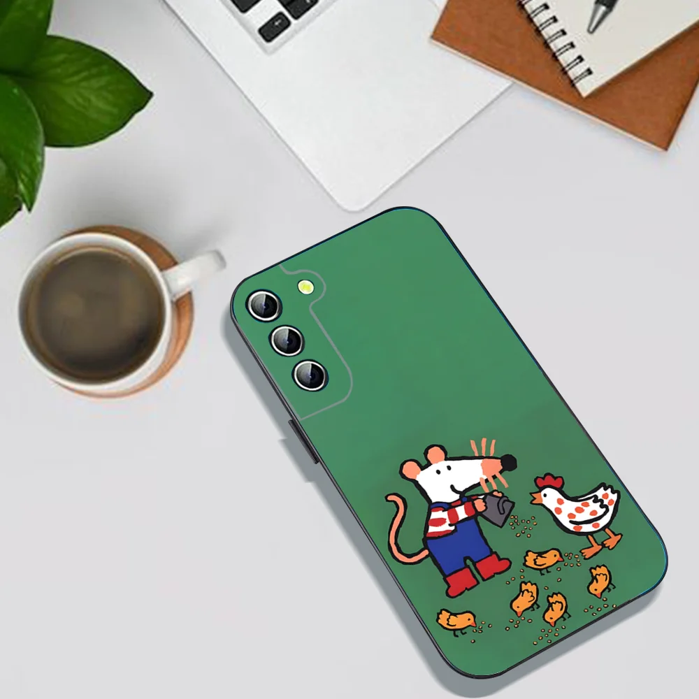 C-Cute Maisy Mouse Phone Case For Samsung Galaxy A52 A12 A51 S21 Edge S22ULTRA S23 S20LITE Plus Ultra Black Cover