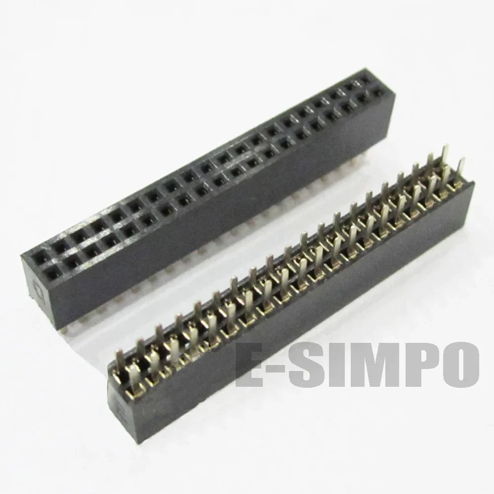 

50pcs 1.27mm 2*20P Socket Straight Dual Row 180o Rohs Gold Plastic Height 4.3mm PCB Female Pin Header