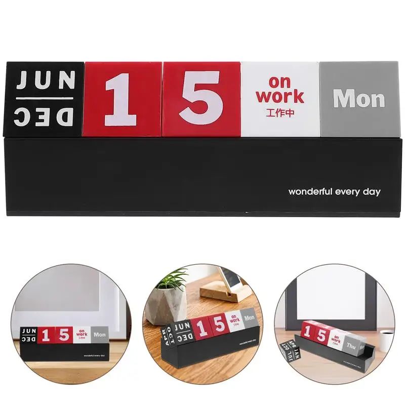 Wooden Desk Calendar Perpetual Block Calendar Wooden Calendar Block Removable Calendar Block