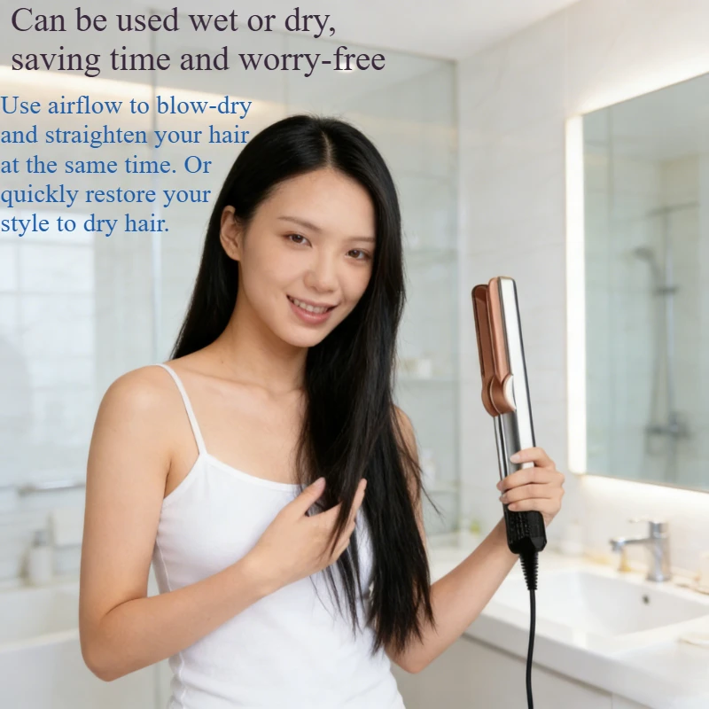 2026 Negativ-Ionen 2-in-1 Haarglätter und Föhn für Frizz-freies, langanhaltendes Haar