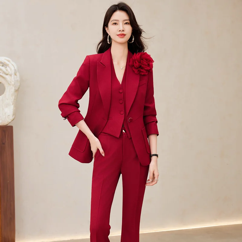 High Quality Fabric Formal Business Suits for Women Office Ladies Professional Business Work Wear Career OL Styles Trousers Set