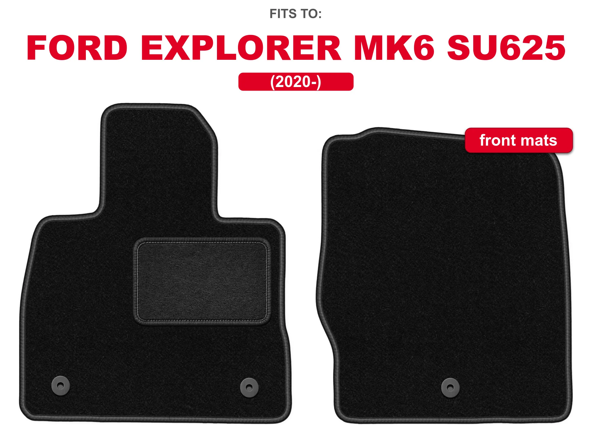 Tapis de sol avant en velours pour Ford Explorer MK6 SU625 2020- SUV, kit de tapis de sol avant noirs pour véhicule