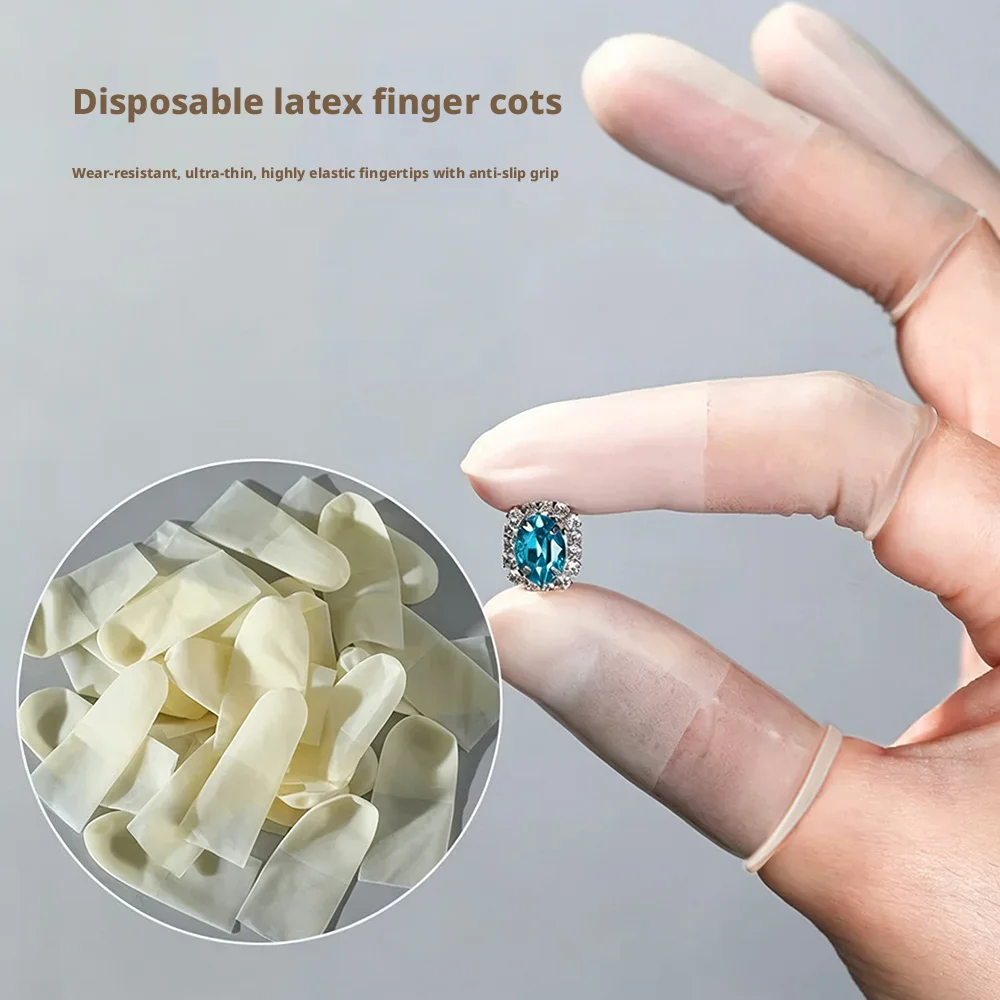 Kaniu 100Pcs Disposable Finger Covers Anti-Static Latex Finger Cots High Elastic Anti-Slip Protectors For Nail Art Craft Work