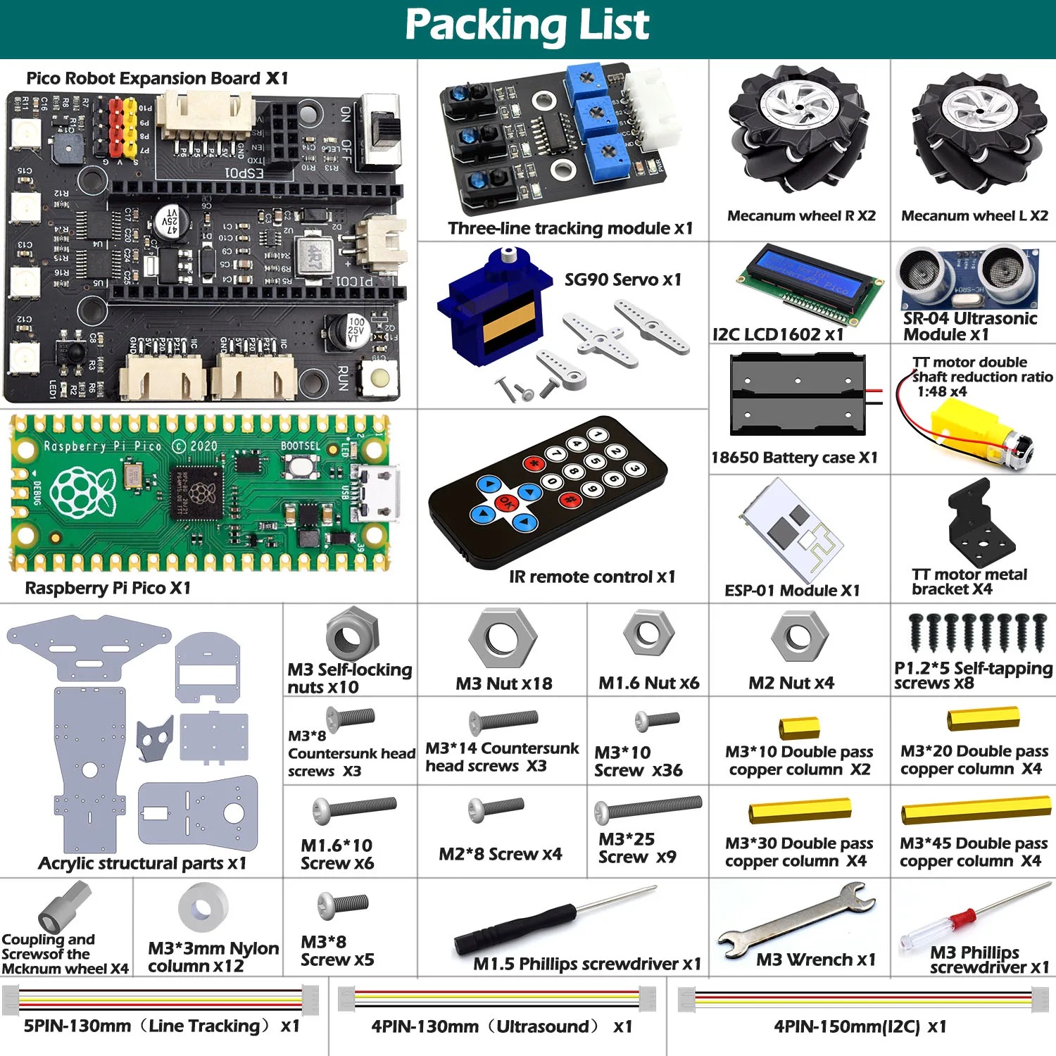 Adeept 4WD Omnidirectional Mecanum Wheel Robot Car Kit for Raspberry Pi Pico DIY STEM Remote Control Educational Robot Kit