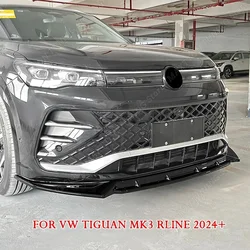 3PCS Front Bumper Splitters Lip Spoiler For Volkswagen Tiguan MK3 R-Line 2024+ Diffuser Canards Protector Accessories tuning
