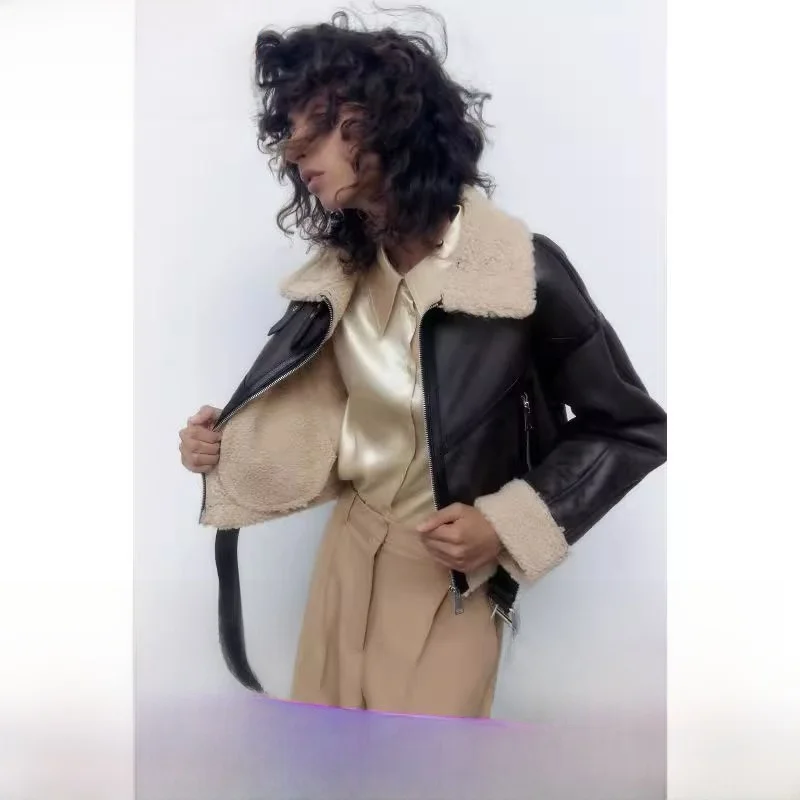 

Двусторонняя подкладка Fce ort Jaet Women's Faion Осень Зима Новый Sle Теплый универсальный свободный крой Long Sve Zipper Cl...