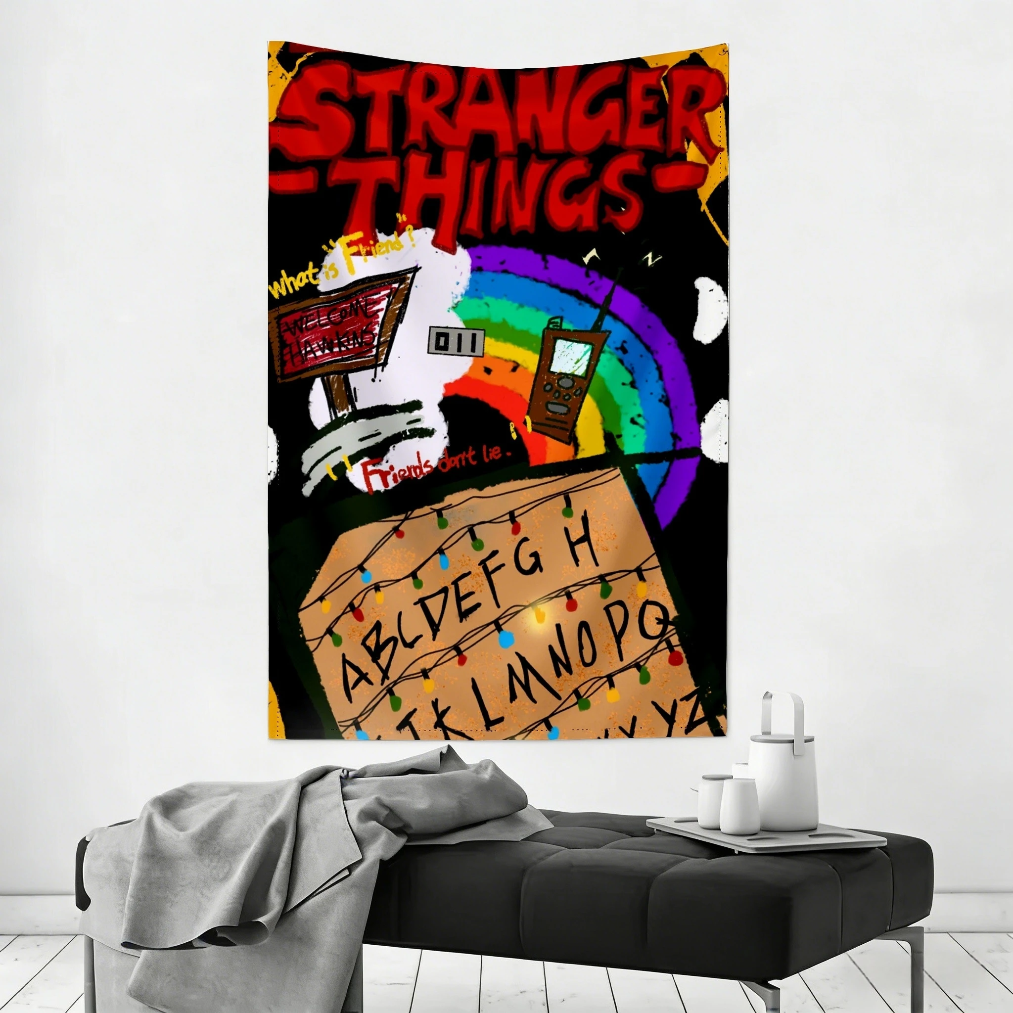 Retro Sci-Fi Tapestry, Upside Down Inspired Wall Hanging for Anime Fan Bedroom Living Room Decor