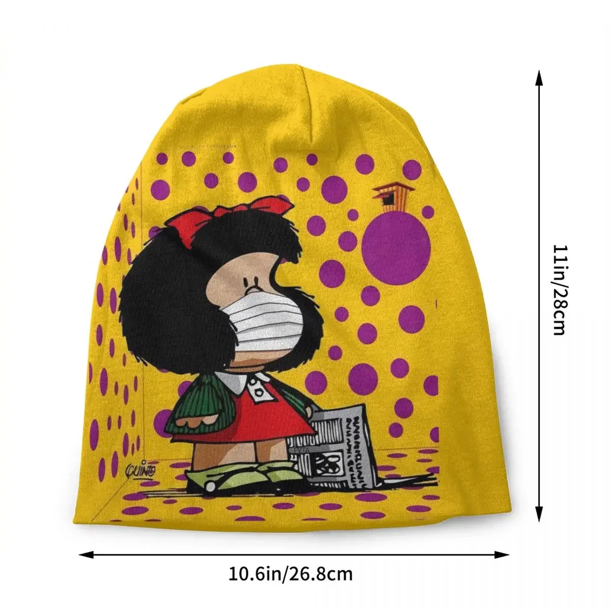 Mafalda Quino Comic Beanie Cap Unisex Winter Warm Bonnet Femme Knit Hats Hip Hop Outdoor Cartoon Manga Skullies Beanies Hats