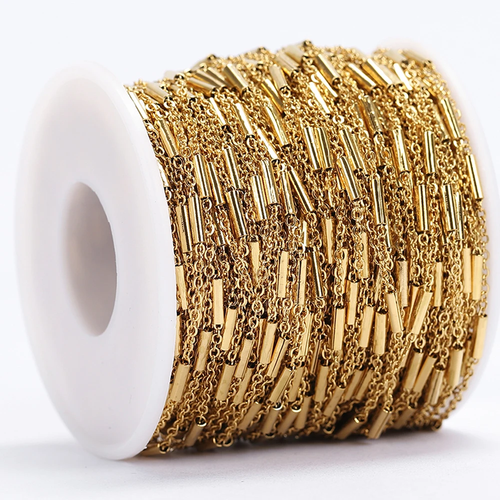 2meters Stainless Steel Necklace Chain Tube Gold Chain Accessories for Bracelets Jewelry Making Components Handmade DIY