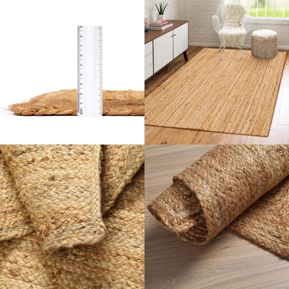 

Натуральный джутовый плетеный ковер, 4x6 футов - двусторонний, в стиле бохо, для кухни, гостиной, декоративное напольное покрытие для помещений и улицы, 4 шт.
