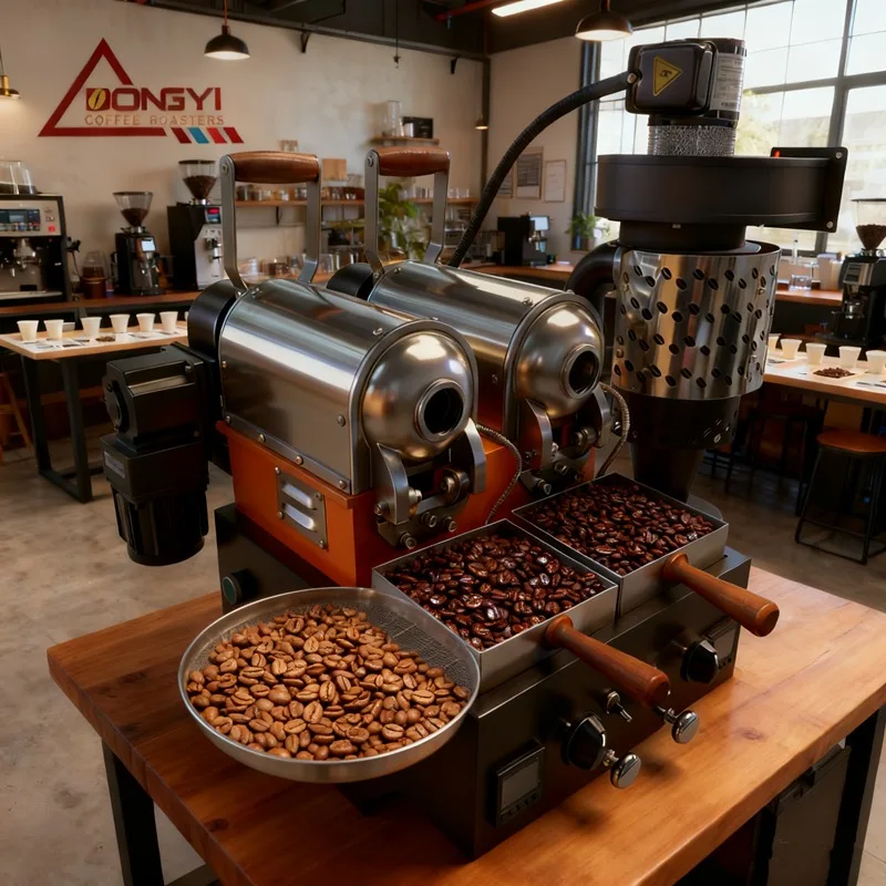 Airo DONGYI  Small Sample Coffee Roaster 100g 200g Per Batch Two Drums Coffee Roaster for Coffee Bean Cupping Test view 2