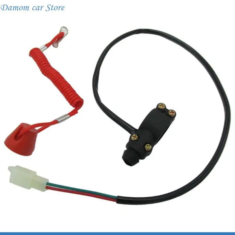 A2UC Coiled Lanyard Motorcycle Shutoff Control, Handlebar Mount Emergency Pull Cord, Two Wire 22 mm Fit, Replacement
