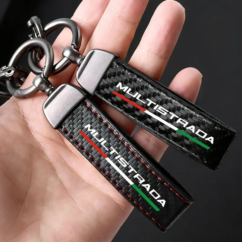 Motorcycle Accessories For Ducati Multistrada V4 S Sport Carbon fiber motorcycler Key Pendant Split Rings Keychain Accessories