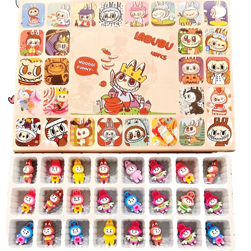 40pcs LABUBU Doll Cartoon Hole Outfit Children Handmade PVC Figurine Cute Pendant Ornament Surprise Blind Box Birthday Girl Gift