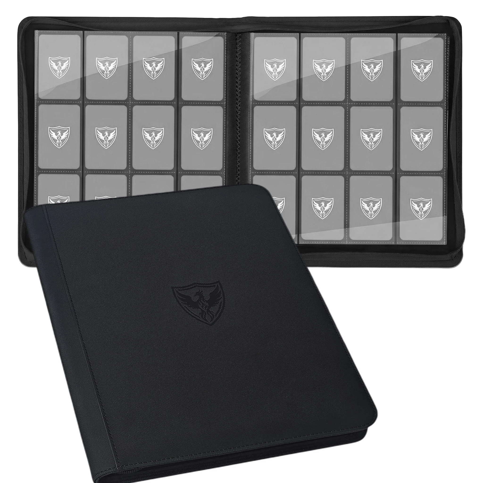 12-vakjes trading card binder, verzamelkaarthouder voor 480 kaarten, premium kaartenmap met ritssluiting geschikt voor TCG-kaarten/spelkaarten/sportkaarten/Yu-Gi-Oh!, Magic: the Gathering en trading
