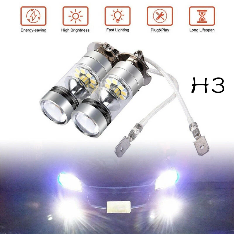 2pcs H3 Led Car CSP LED Fog Headlight Bulbs 3000K 6000K White 12000K Auto Fog Lamp Day Running Light