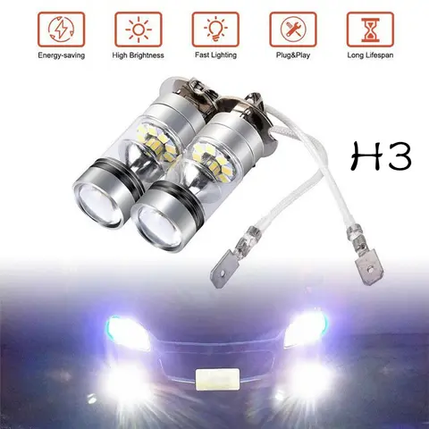 Ampoules de phares antibrouillard H3 Led pour voiture CSP, 2 pièces, 3000K 6000K blanc 12000K, feu antibrouillard automatique, feu de jour