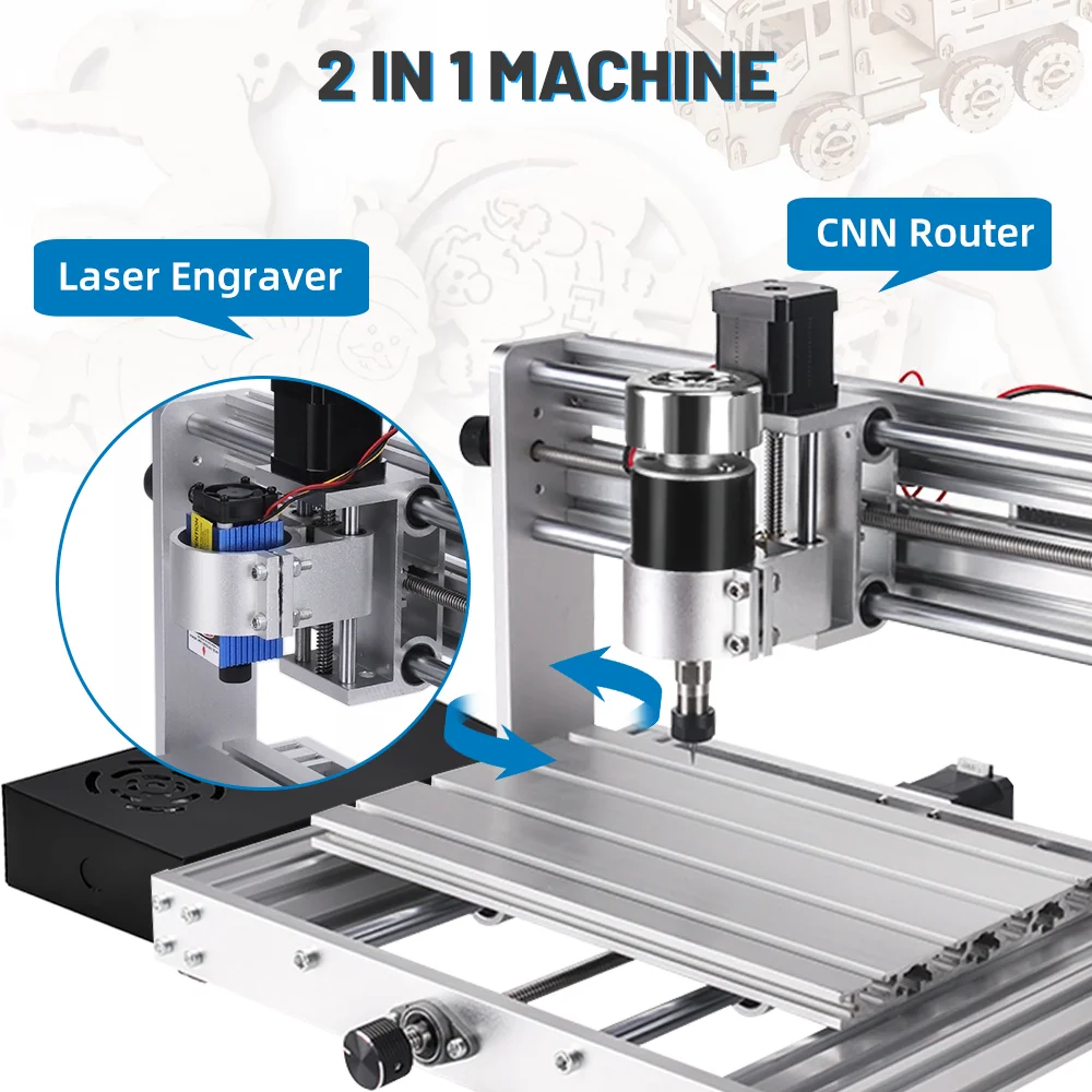 Máquina de grabado de aluminio y Metal CNC 3018 Pro Max, con husillo de 500w, Control GRBL, bricolaje, grabador láser de 20w, enrutador de madera